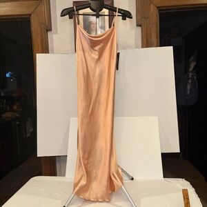 Bebe Women's NEW Gold Satin Cowl Neck Slip Dress XS New with Tags USA 702017S